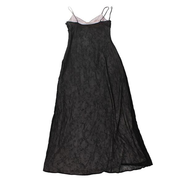 Vintage Cache Pink And Black Floral Mesh Maxi Dress With Beading Size 12 - Picture 4 of 6